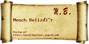 Mesch Belizár névjegykártya